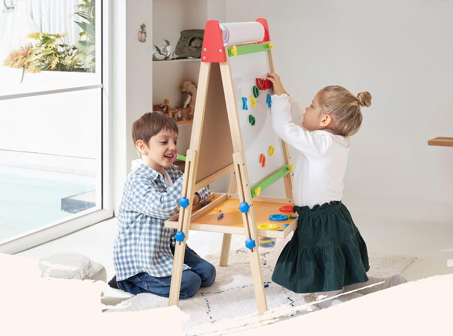 Easel for Kids with 2 Drawing Paper Roll