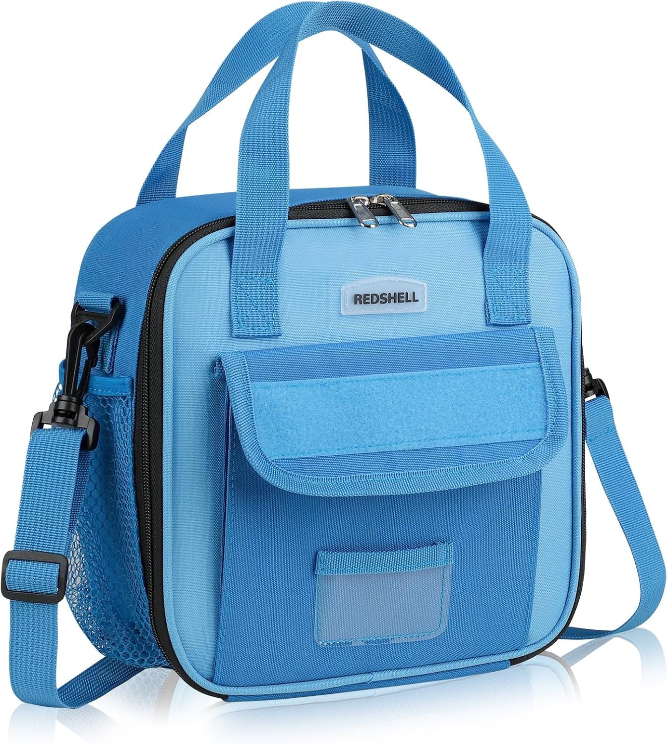 Tactical Lunch Box Kids, Large Insulated Lunch Bag for Girls, Cooler Lunchbag, Square Toddler Lunchbox, Back to School Daycare Lunch Tote Pail with Water Bottle Holder Shoulder Strap, Purple