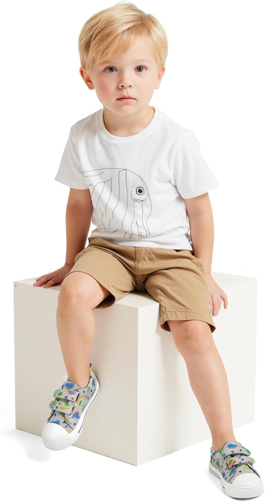 Kids Sneakers with Cartoon Dual Hook and Loops