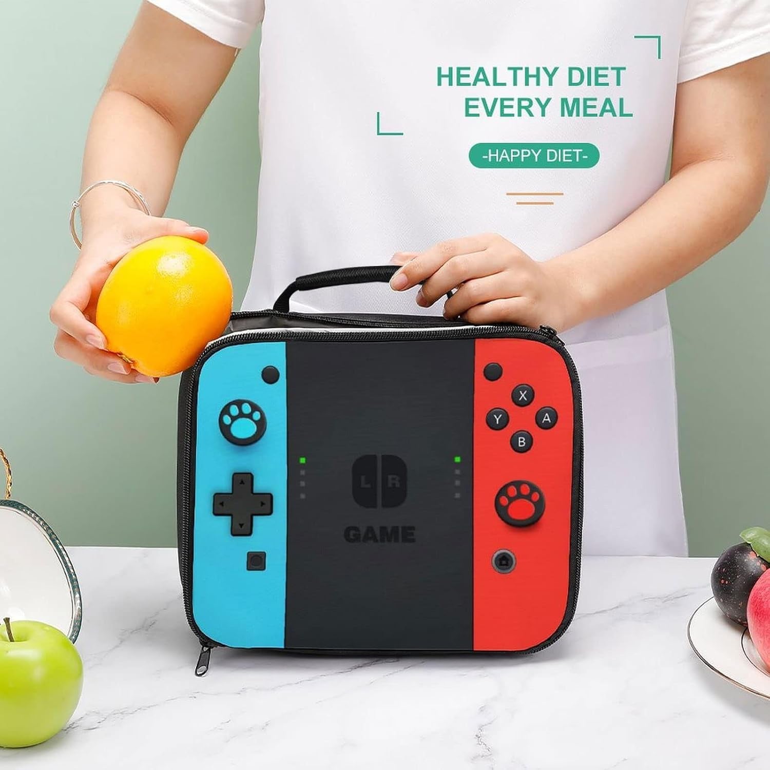 Insulated Lunch Box for Boys Girls, Game Lunch Bag for School Work Office Travel Picnic Hiking Beach, Waterproof Leakproof Portable Fits Most Bento Boxes