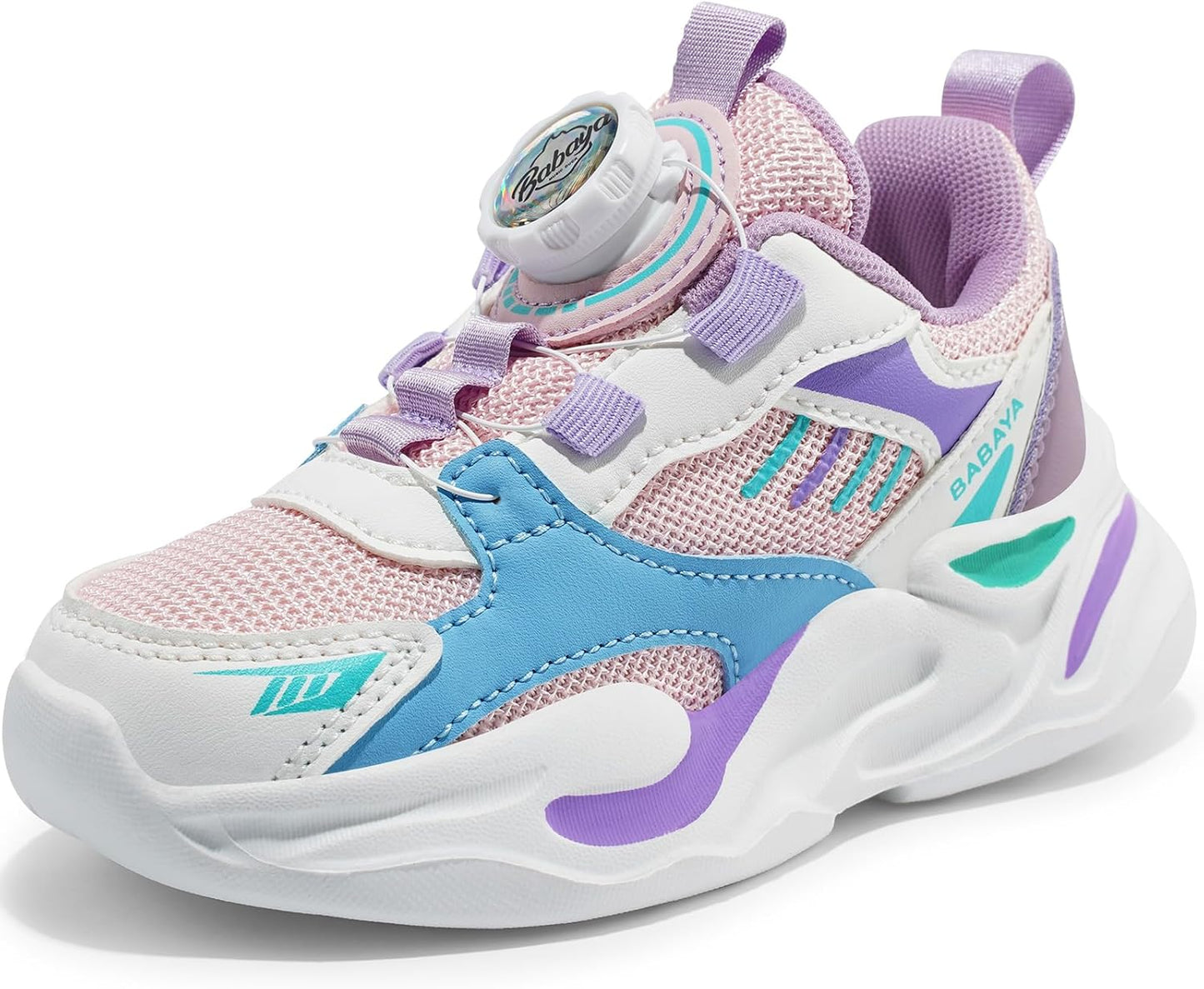 Girls Boys Shoes Kids Running Tennis Rotate Buckle Fashion Sneakers Lightweight Breathable Athletic Outdoor Shoes