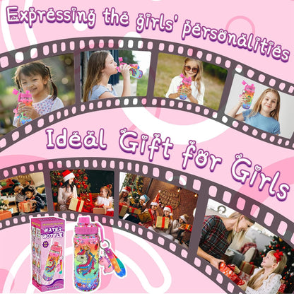 Decorate Your Own Water Bottle Kits for Girls Age 4-6-8-10 (Stainless Steel),Unicorn Themed Painting Crafts,Fun Arts and Crafts Gifts Toys for Girls Birthday Christmas