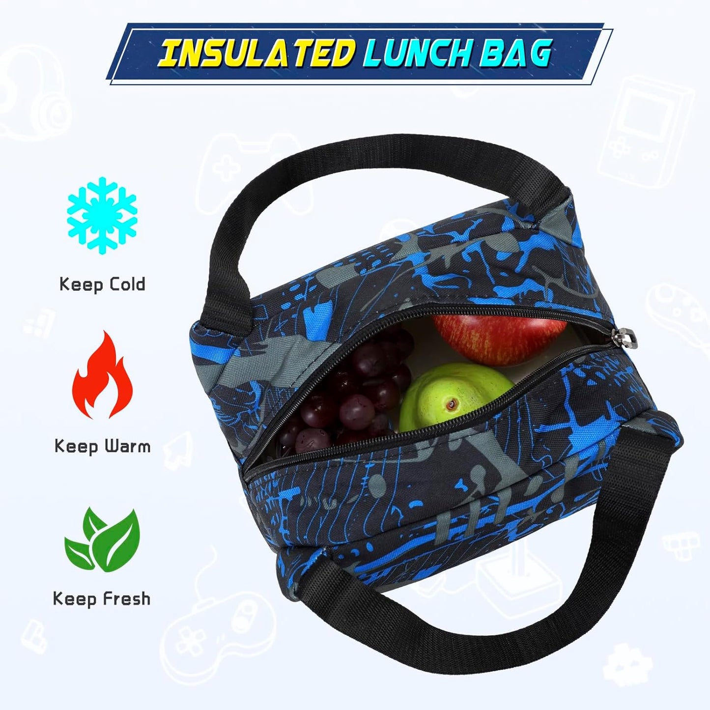 Boys Backpack, Cool Luminous School Backpacks for Boys with Lunch Bag Pencil Case, Kids Backpack Kindergarten Elementary Middle School Book Bags for Teen Boy Children with USB Charging Port