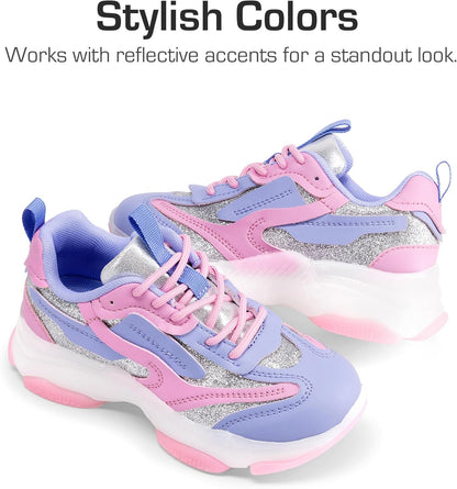 Kids Girls Sneakers Jelly Sole Lace up Shoes Lightweight Walking Shoes for Girls Boys