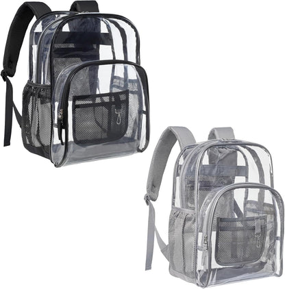 Clear Backpack - 17 Inch Heavy Duty Clear Backpacks for School, Large Transparent Bookbag for Students (Age 12+)