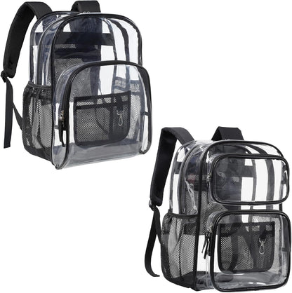 Clear Backpack - 17 Inch Heavy Duty Clear Backpacks for School, Large Transparent Bookbag for Students (Age 12+)