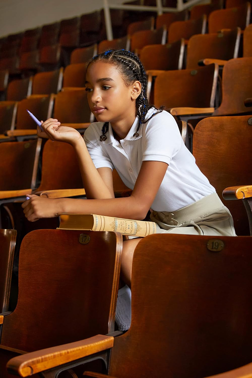 Girls' Pull-On Kick Pleat Scooter School Uniform Skirt