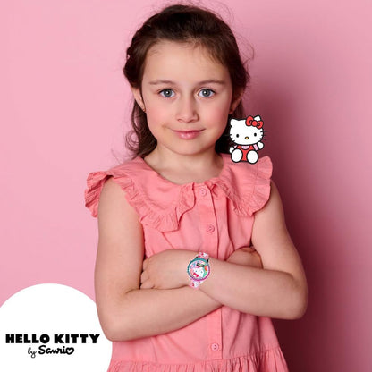 Sanrio Hello Kitty Girls' Digital LCD Quartz Watch with Pink Strap and Colorful Bezel - Fun LED Light Show - Easy to Read Time for Kids - Fits Wrist 5.5"-8"
