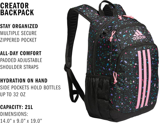Creator Laptop Backpack for Women and Men, Comfortable and Durable Small Athletic Bag, Speckle Black/Bliss Pink/Black, One Size