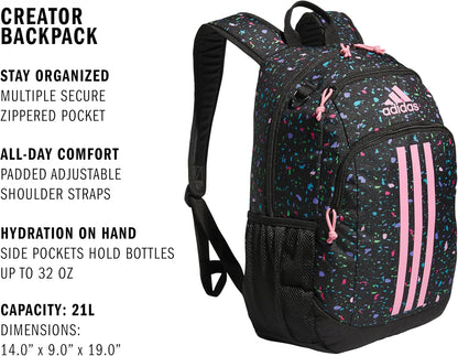 Creator Laptop Backpack for Women and Men, Comfortable and Durable Small Athletic Bag, Speckle Black/Bliss Pink/Black, One Size