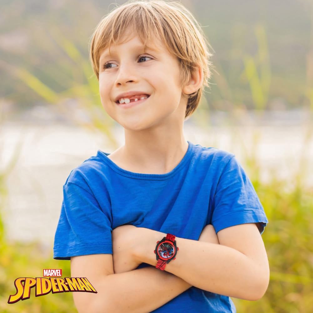 Marvel Spider-Man Kids Watches – Digital Display, Interactive Features, Adjustable Strap, Vibrant Spider-Man Graphics, Durable for Active Kids