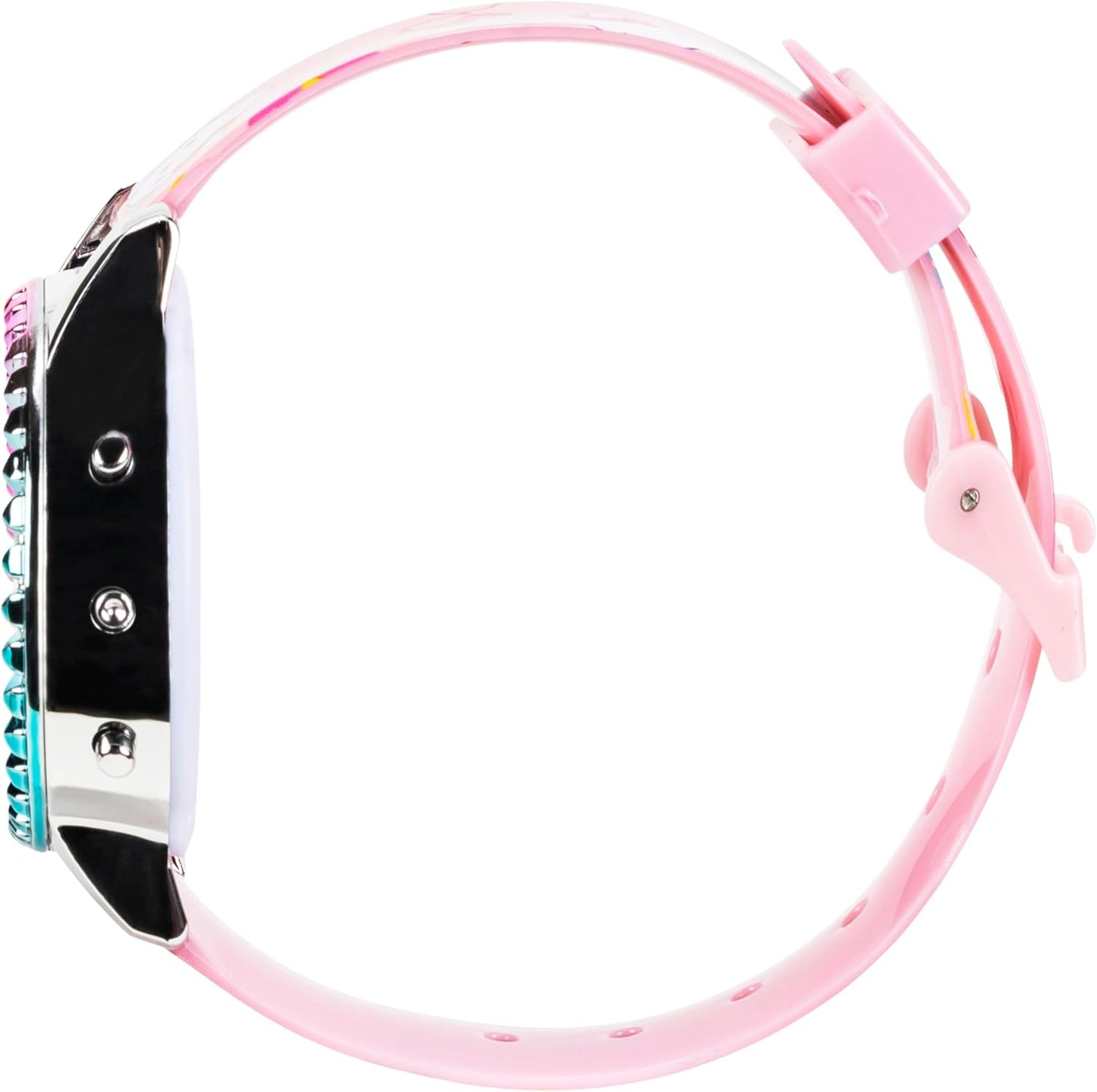 Sanrio Hello Kitty Girls' Digital LCD Quartz Watch with Pink Strap and Colorful Bezel - Fun LED Light Show - Easy to Read Time for Kids - Fits Wrist 5.5"-8"