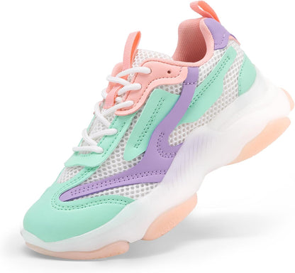 Kids Girls Sneakers Jelly Sole Lace up Shoes Lightweight Walking Shoes for Girls Boys