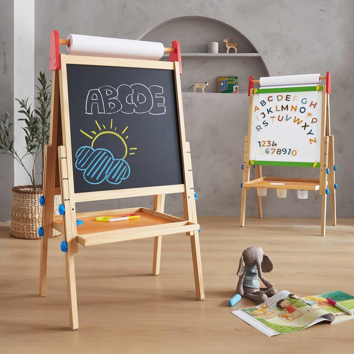 Easel for Kids with 2 Drawing Paper Roll