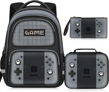 Kids Backpack for Boys，Gamer Boys Backpack for Children Teens Elementary Middle School, 17″ Students Bookbag