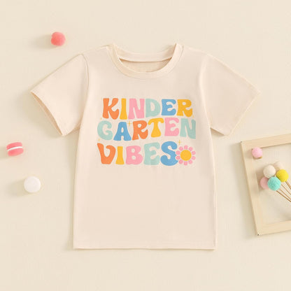 Toddler Baby Girl Back to School Outfit Kindergarten Pre K First Grade Short Sleeve T-Shirt First Day of School Tops