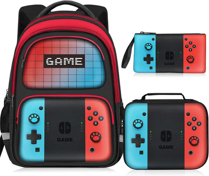 Kids Backpack for Boys，Gamer Boys Backpack for Children Teens Elementary Middle School, 17″ Students Bookbag