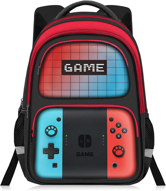Kids Backpack for Boys，Gamer Boys Backpack for Children Teens Elementary Middle School, 17″ Students Bookbag
