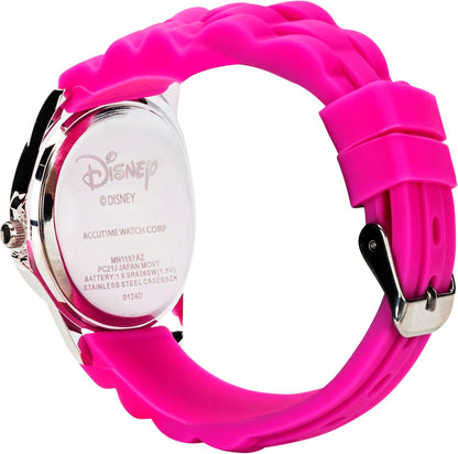 Minnie Mouse Time Teacher Watch for Girls - Analog Time Learning with Easy-To-Read Numbers and Comfortable Silicone Band