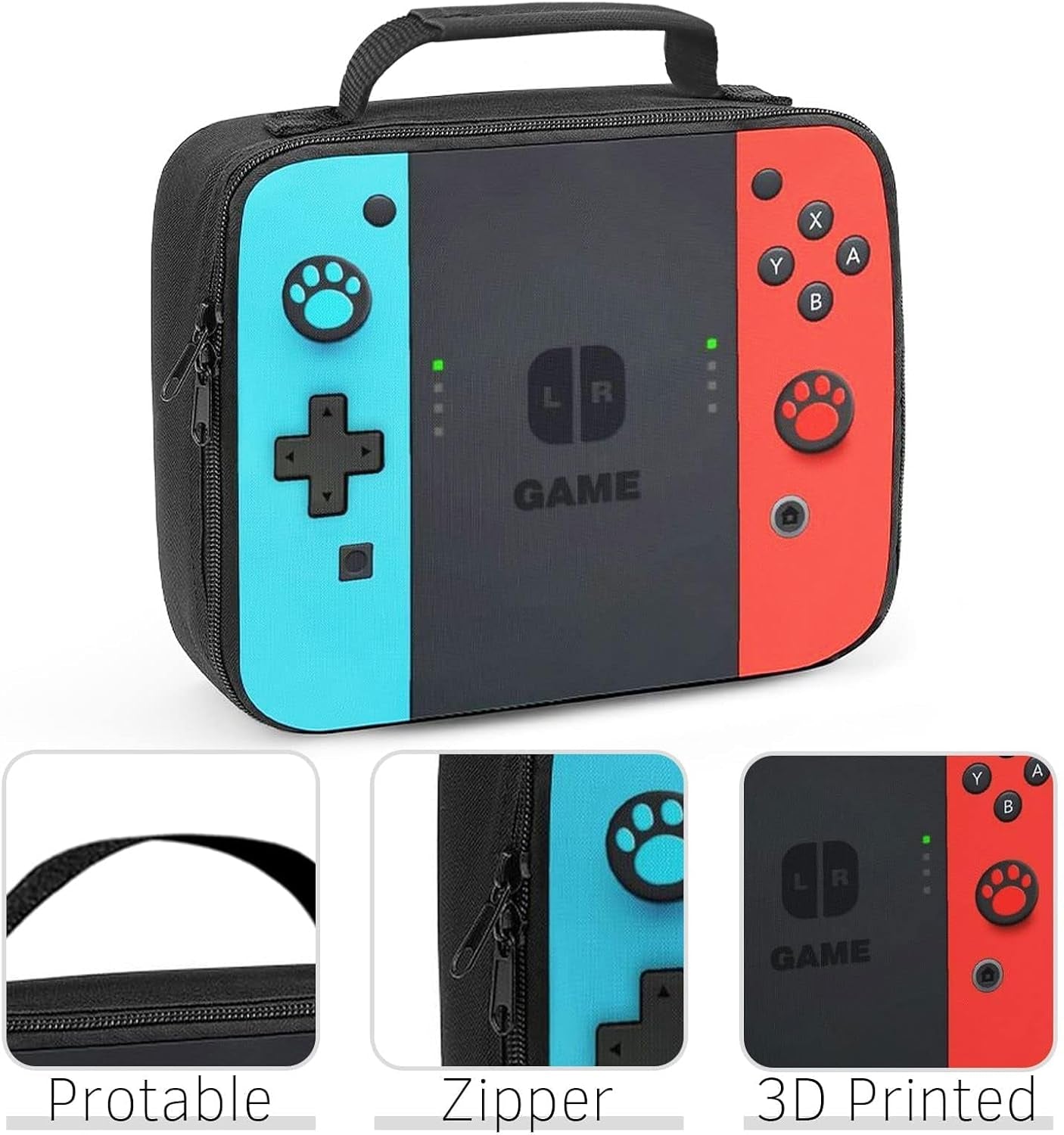 Insulated Lunch Box for Boys Girls, Game Lunch Bag for School Work Office Travel Picnic Hiking Beach, Waterproof Leakproof Portable Fits Most Bento Boxes