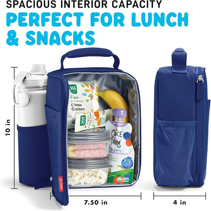 Charm Lunch Bag for Kids, Thermal Insulated Lunch Box for Kids Boys & Girls with Shoe Charm Slots for Personalization, School Lunch Box, Navy Blue