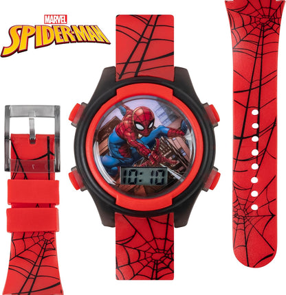 Marvel Spider-Man Kids Watches – Digital Display, Interactive Features, Adjustable Strap, Vibrant Spider-Man Graphics, Durable for Active Kids