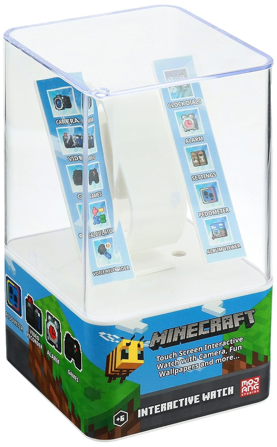 Minecraft Kids Smart Watch – Touchscreen Interactive Watch with 10 Customizable Clock Faces, Built-In Camera, Video Recorder, Alarm, Calculator, Games & Pedometer – Fits Wrists 5.5" to 8"