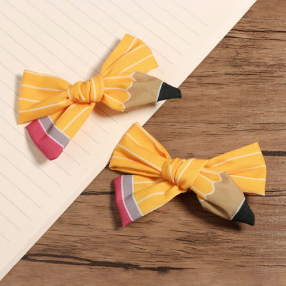 First Day of School Outfits Supplies Stuff for Girls,Pencil Hair Clips Hair Bow Hair Accessories for Teen,Back to School Hair Clips Bows Uniform for Student (2Pcs)