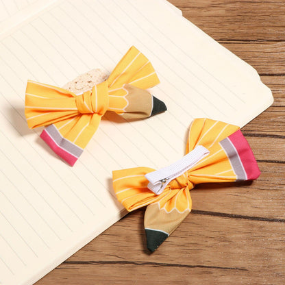 First Day of School Outfits Supplies Stuff for Girls,Pencil Hair Clips Hair Bow Hair Accessories for Teen,Back to School Hair Clips Bows Uniform for Student (2Pcs)
