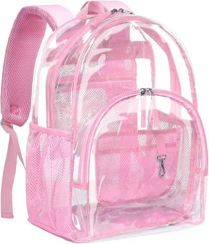 Clear Backpack - 17 Inch Heavy Duty Clear Backpacks for School, Large Transparent Bookbag for Students (Age 12+)
