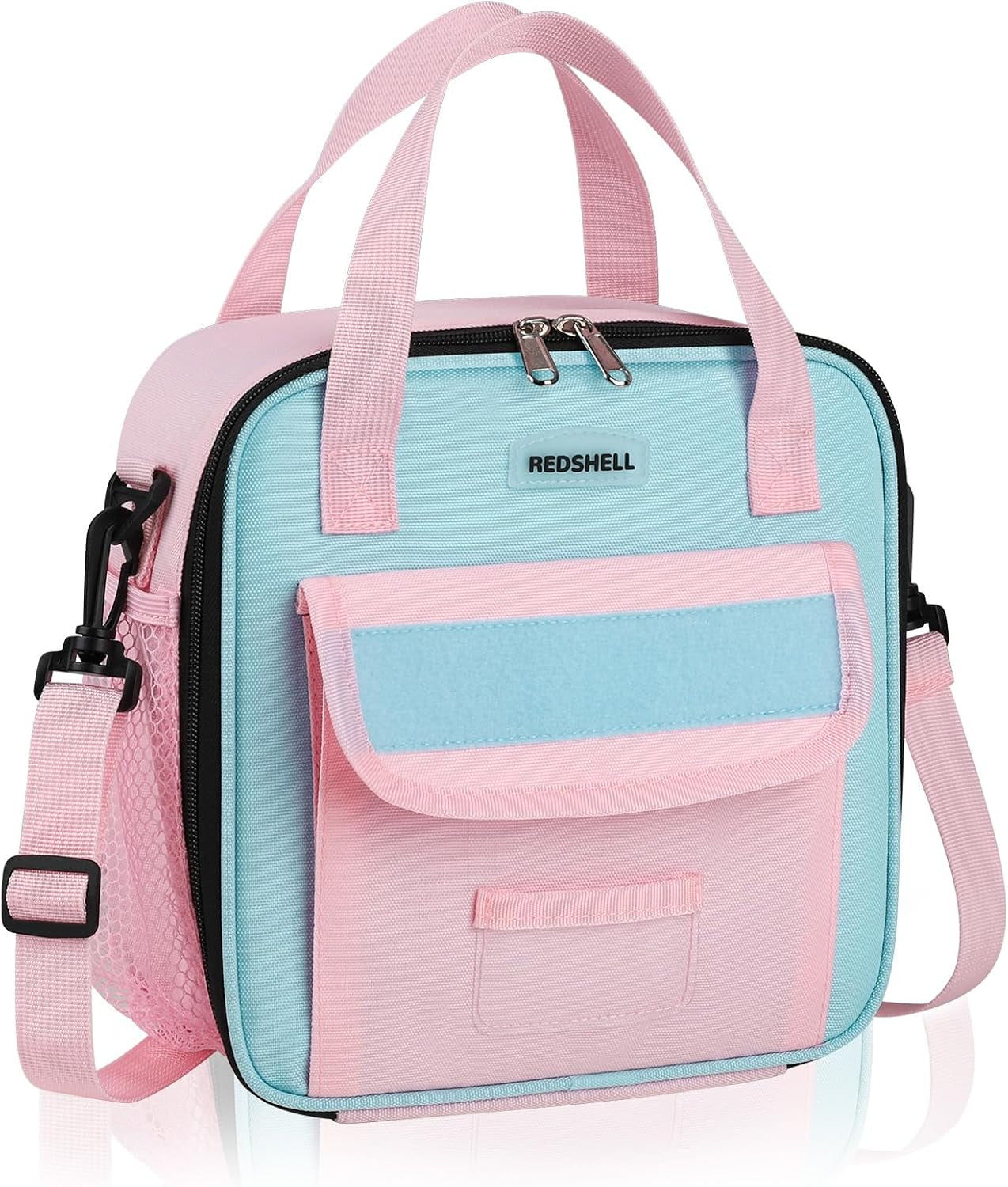 Tactical Lunch Box Kids, Large Insulated Lunch Bag for Girls, Cooler Lunchbag, Square Toddler Lunchbox, Back to School Daycare Lunch Tote Pail with Water Bottle Holder Shoulder Strap, Purple