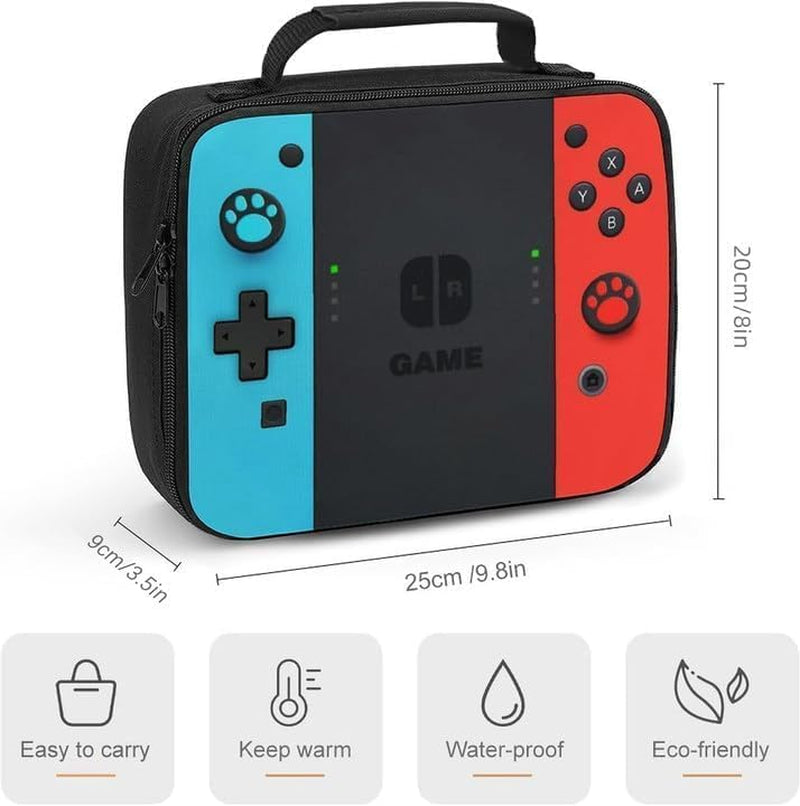 Insulated Lunch Box for Boys Girls, Game Lunch Bag for School Work Office Travel Picnic Hiking Beach, Waterproof Leakproof Portable Fits Most Bento Boxes