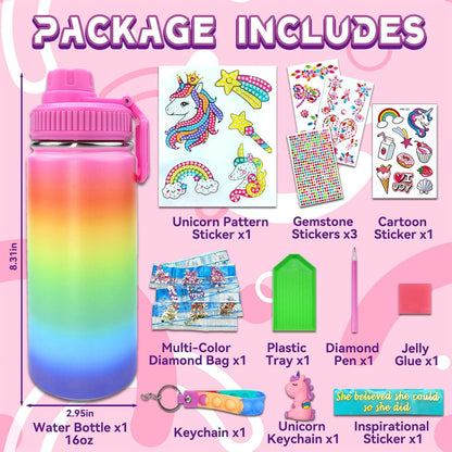 Decorate Your Own Water Bottle Kits for Girls Age 4-6-8-10 (Stainless Steel),Unicorn Themed Painting Crafts,Fun Arts and Crafts Gifts Toys for Girls Birthday Christmas