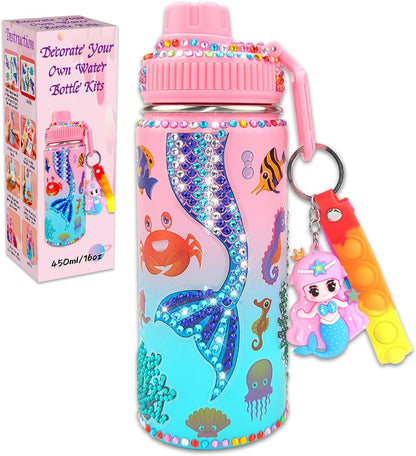 Decorate Your Own Water Bottle Kits for Girls Age 4-6-8-10 (Stainless Steel),Unicorn Themed Painting Crafts,Fun Arts and Crafts Gifts Toys for Girls Birthday Christmas