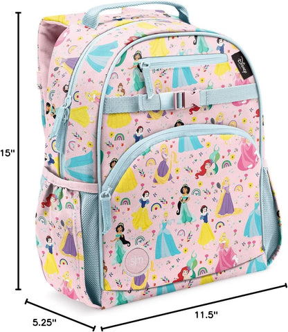 Medium Disney Toddler Backpack for School Girls and Boys | Kindergarten Elementary Kids Backpack | Fletcher Collection | Kids - 15" Tall | Princess Rainbows