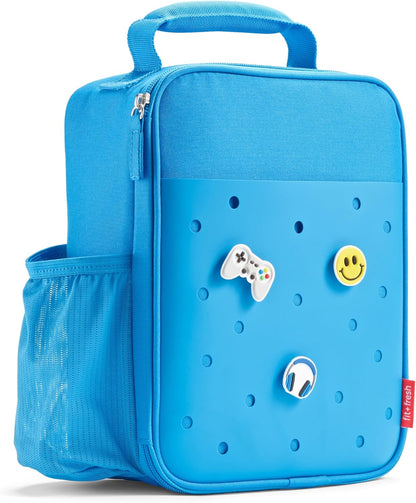 Charm Lunch Bag for Kids, Thermal Insulated Lunch Box for Kids Boys & Girls with Shoe Charm Slots for Personalization, School Lunch Box, Navy Blue