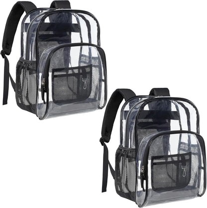 Clear Backpack - 17 Inch Heavy Duty Clear Backpacks for School, Large Transparent Bookbag for Students (Age 12+)