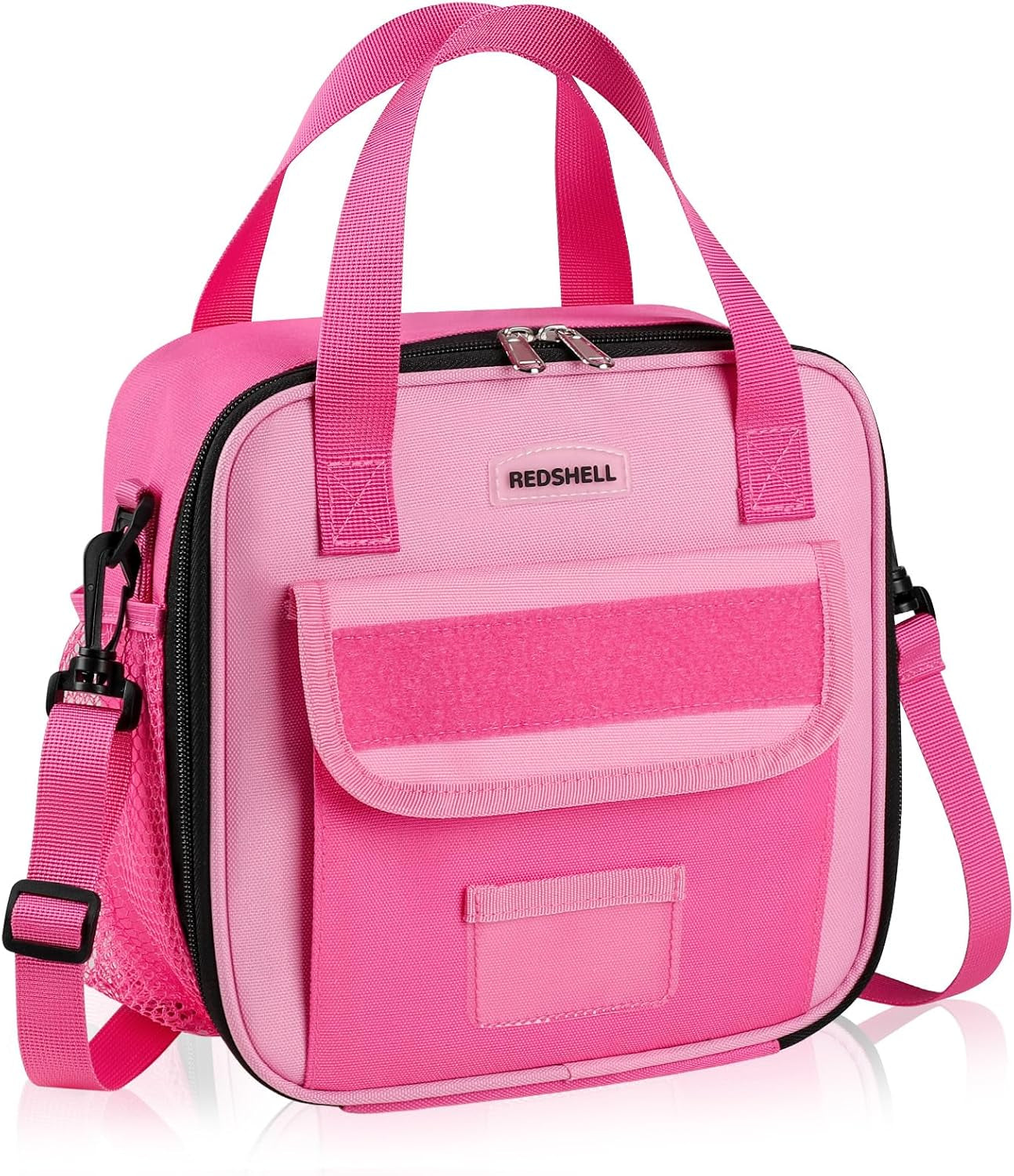 Tactical Lunch Box Kids, Large Insulated Lunch Bag for Girls, Cooler Lunchbag, Square Toddler Lunchbox, Back to School Daycare Lunch Tote Pail with Water Bottle Holder Shoulder Strap, Purple