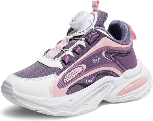 Girls Boys Shoes Kids Running Tennis Rotate Buckle Fashion Sneakers Lightweight Breathable Athletic Outdoor Shoes