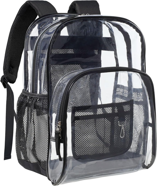 Clear Backpack - 17 Inch Heavy Duty Clear Backpacks for School, Large Transparent Bookbag for Students (Age 12+)