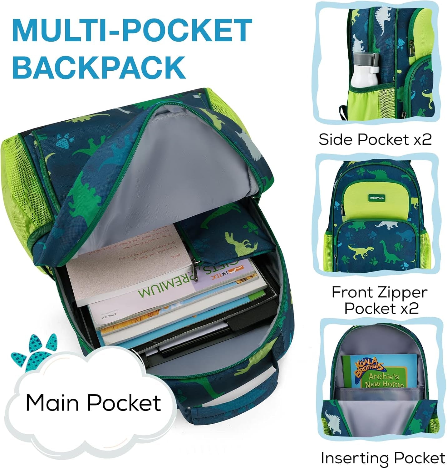 Kids Backpack for Boys Girls Preschool Kindergarten Backpacks Lightweight Elementary School Bookbag with Lunch Box