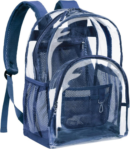 Clear Backpack - 17 Inch Heavy Duty Clear Backpacks for School, Large Transparent Bookbag for Students (Age 12+)