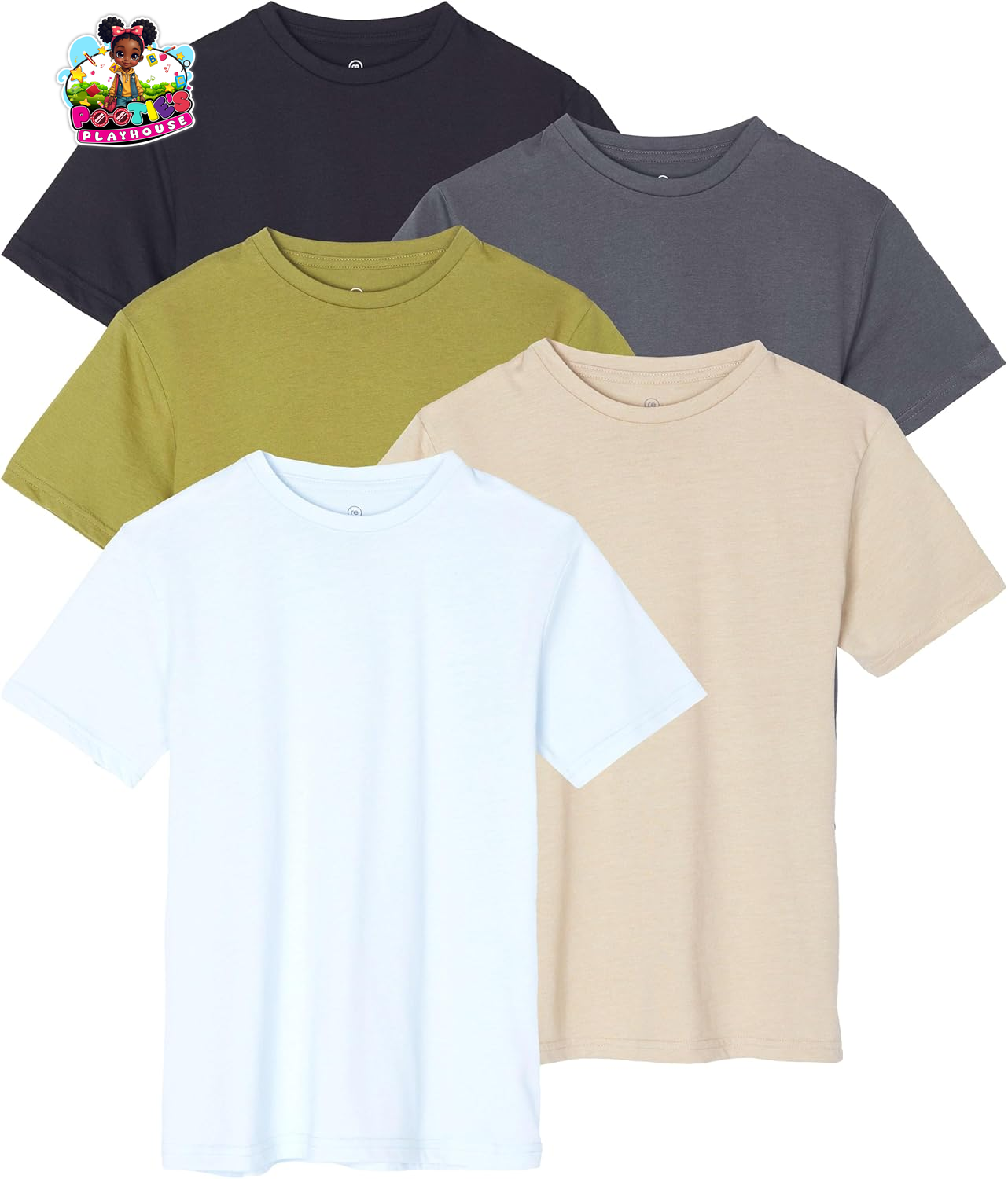 Boys 5-Pack Cotton Crew Neck T-Shirts